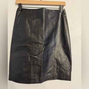 Vintage Elegant Black Leather Skirt